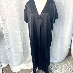 NWT Worthington Black Satin HIgh-Low Dress with V Front and Back - Size XS